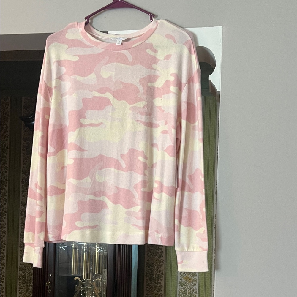 Pink and Cream Camo Long Sleeve Shirt